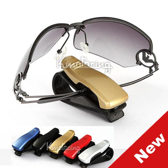Yellow car glasses sunglasses card visor pen business card clip holder blue/red
