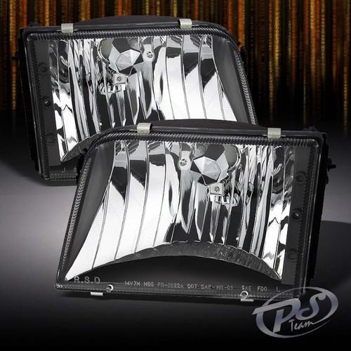 Black 1993-1997 ford ranger crystal headlights lamps lights left+right pair set