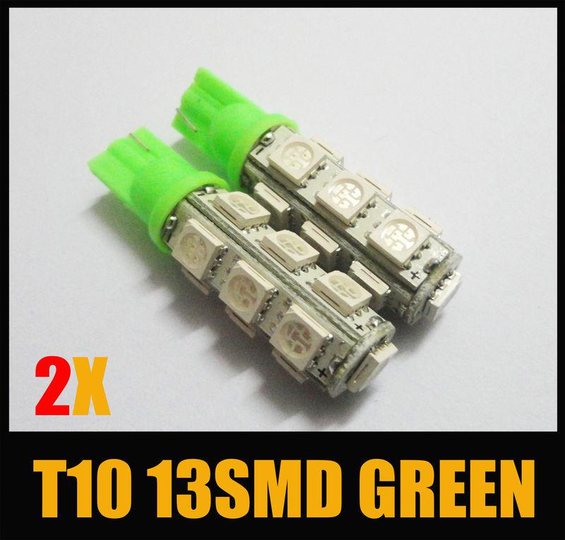 2x 13-smd green t10 194 1250 1251 1252 168 192 147 back-up led light bulbs #hf10