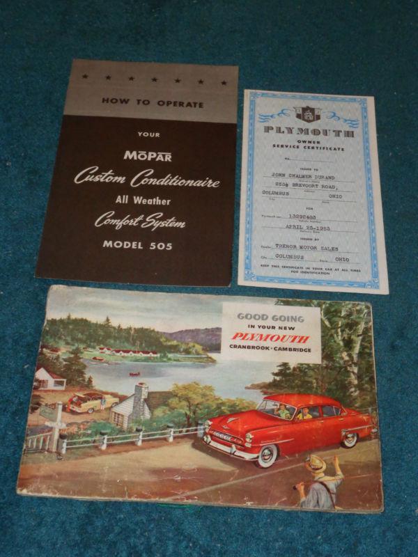 1953 plymouth owner's manual set / owner's guide set / manual plus bonus items!!