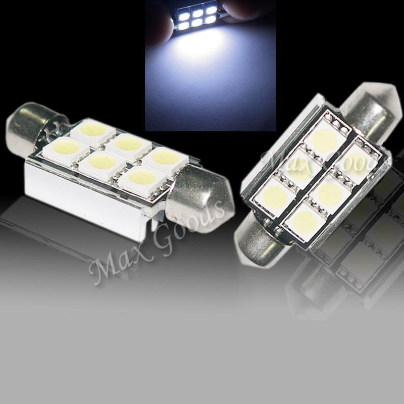 2x canbus error free 36mm 5050 6 smd led festoon dome wedge license plate light