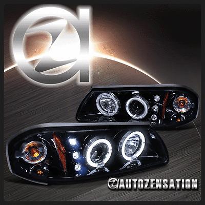 00-05 chevy impala glossy black halo projector smoke lens led headlights