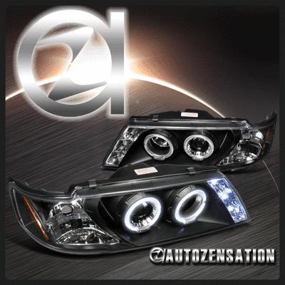 95-99 nissan sentra/ 200sx black led drl halo projector headlights