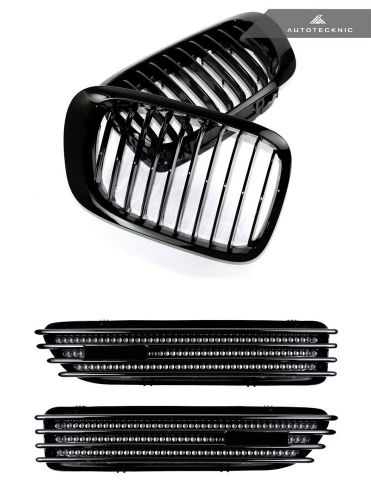 Autotecknic replacement gloss black front and fender grille bundle - bmw e46 m3