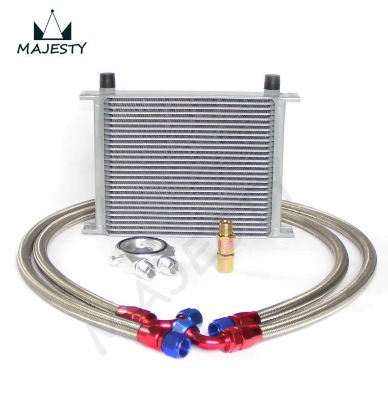 28 row an-10an universal engine transmission oil cooler + filter kit silver