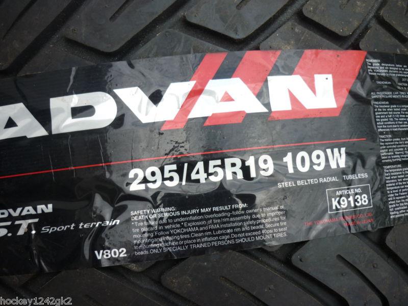 1 new 295 45 19 yokohama advan s.t. tire