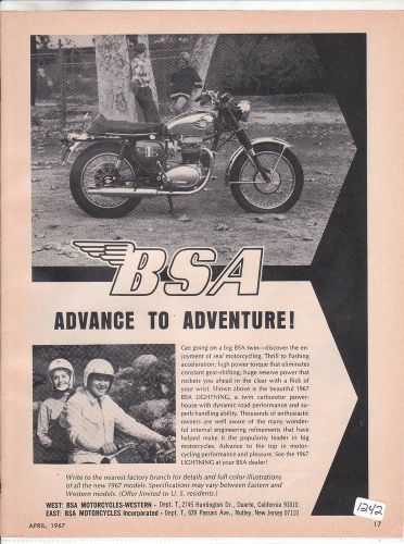Bsa lightning  original vintage motorcycle advertisement ad 1967