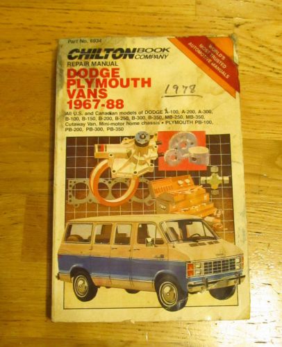 Chilton #6934 repair manual for dodge plymouth vans 1967-88