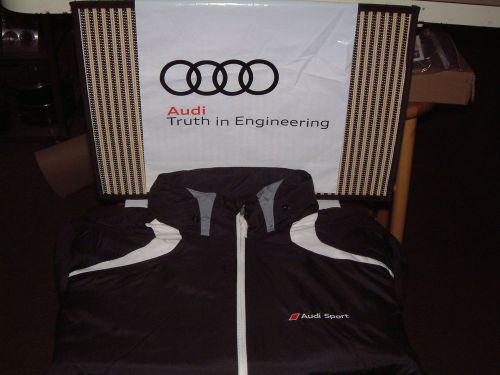 Audi collection 2013 audi sport windbreaker w/hood. blk. white &amp; grey. u.s.a. xl