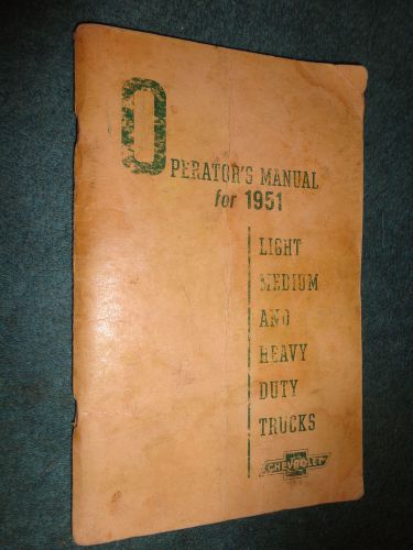 1951 chevrolet truck owner&#039;s manual original guide book suburban panel pickup+