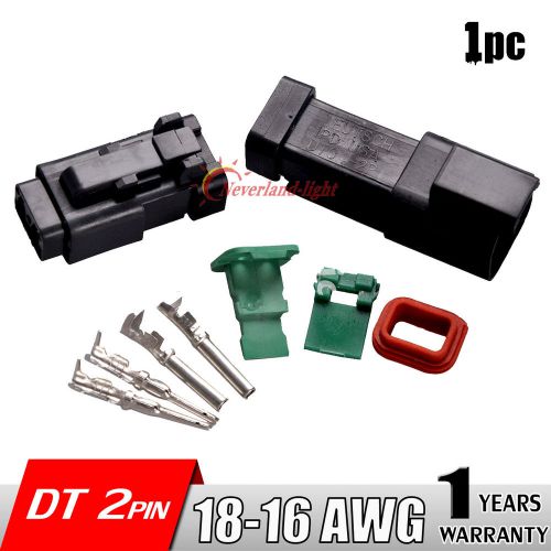 1 set deutsch dt 2 pin plug black connector kit 18-16 ga contacts 200w below