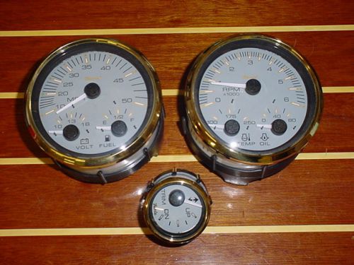 Faria signature gold jumbo boat 7 gauge set~3 gauges~inboard~i/o~multi function