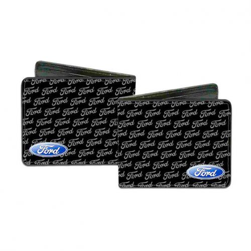 New ford motor company man made black leather bi fold wallet! made in usa!