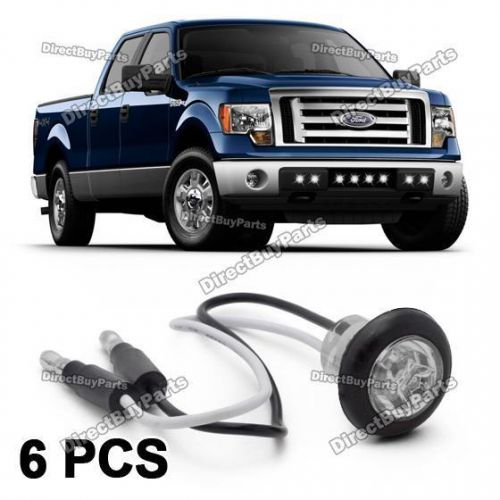 6x 3/4in. mini lled light side marker clearance light single led clear/white 12v