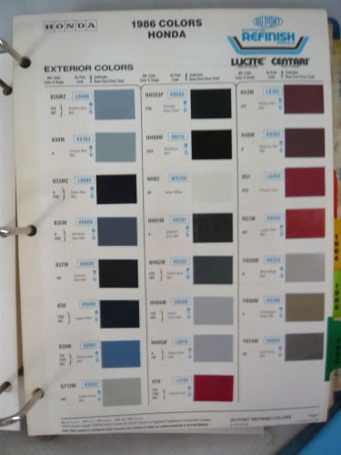 1986 honda world color dupont refinish paint chips 83-85 info