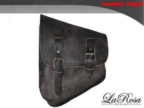 Larosa rustic black leather harley softail rigid bobber left solo saddlebag