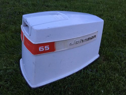 1973? johnson 65 hp engine cover good condition vintage orange and white rare!