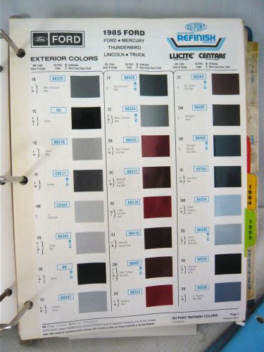 1985 ford world color dupont refinish paint chips 1982-84 info