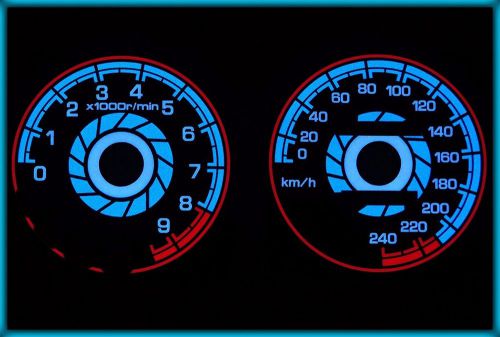 G001 honda crx del sol 92-98 eu 240kmh black/blue el plasma glow cluster gauges