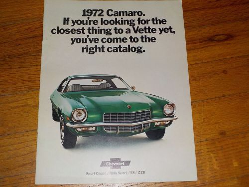 1972 chevrolet camaro z28 ss rally sport rs sales brochure dealer literature