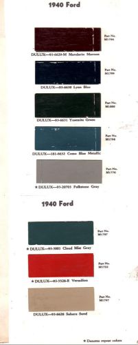 1935 1936 1937 1938 1939 1940 ford trucks paint chips 40 dupont 8pc