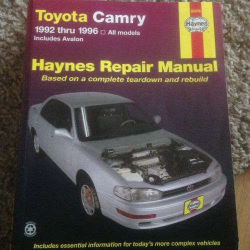 K838 haynes 92006 toyota camry &amp; avalon service repair manual 1992 - 1996