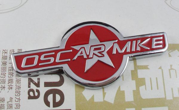 Metal auto car red oscar mike for wrangler emblem badge sticker