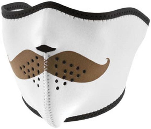 New zan headgear mustache adult neoprene half-mask, white/brown, one size