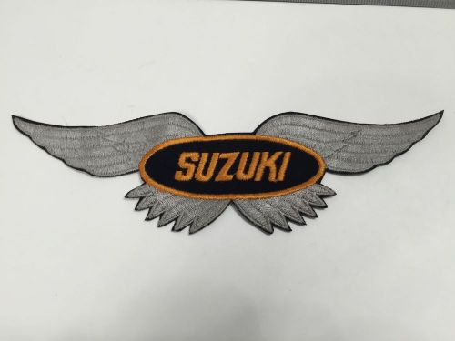 Vintage 70s 80s suzuki wings patch 10.75&#034; x 3&#034; sew on not iron-on large/big