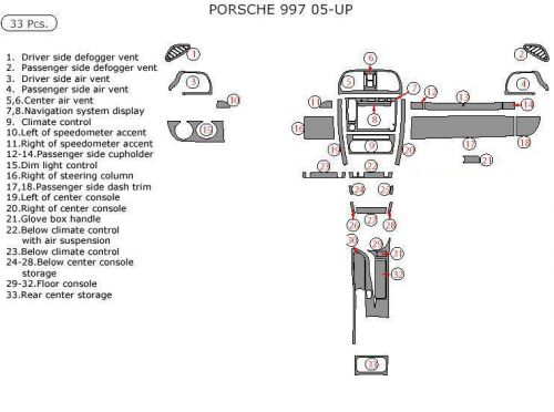 Porsche 911 carrera coupe interior wood dash trim kit set 2005 2006 2007 2008 09