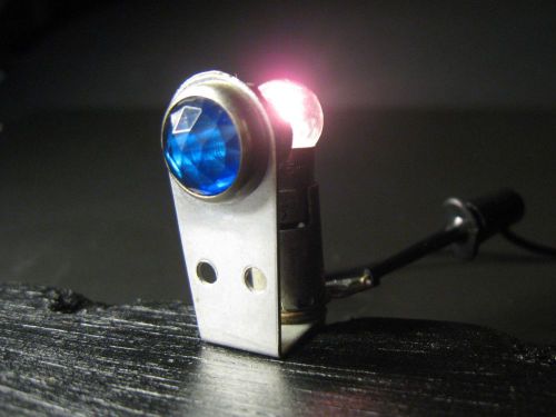 Vintage dialight dash gauge panel light indicator ½” blue gem lens &amp; bulb #2