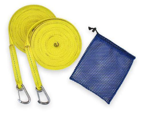 2 sailboat yellow 25&#039; jackline strap stainless steel hook