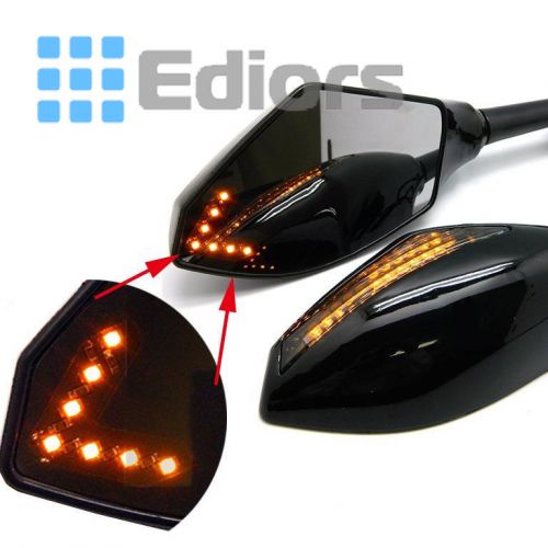Universal motorcycle left &amp; right rear view side mirrors with led turn signal