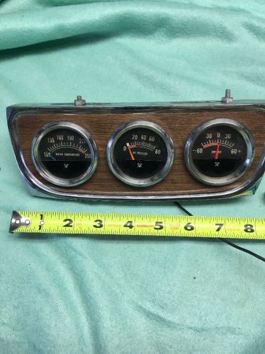 Vintage instrument cluster 3 gauge wood grain car truck