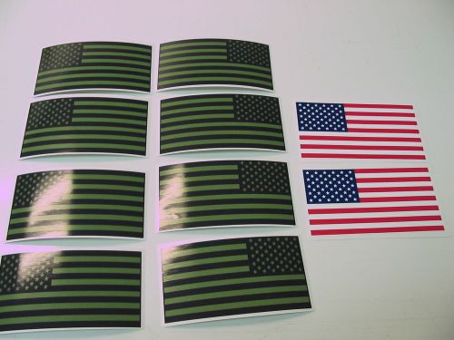 10 od r&amp;l usa military flag sticker decal lot 4 od green black infrared american