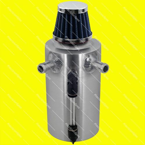 Brushed oil breather tank catch can reservoir 13mm 1/2 inlet chrome blue filter