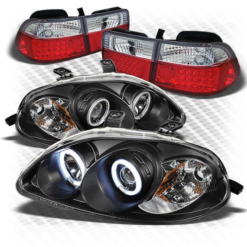 96-98 civic 2dr black ccfl pro headlights + r/c philips-led perform tail lights