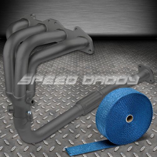 For 2g eclipse/talon/avenger nt stainless black exhaust header+blue heat wrap