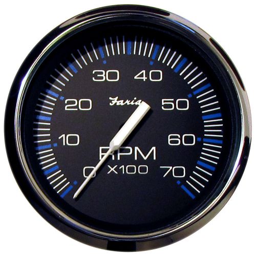 Faria chesapeake black ss 4&#034; tachometer 7,000 rpm (gas - all outboards) # 33718