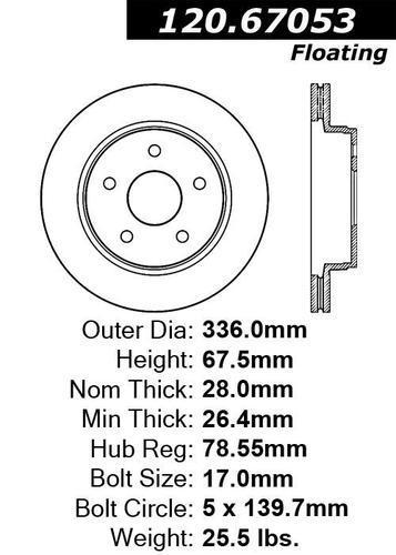 Centric 120.67053 front brake rotor/disc-premium rotor-preferred