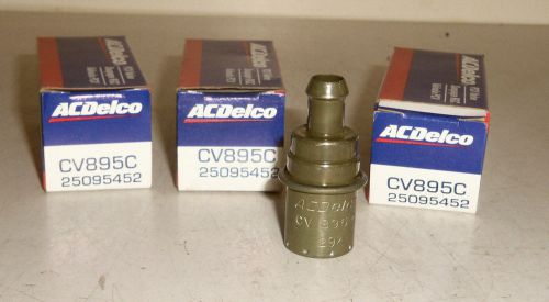 Acdelco cv895c pcv valve, gm #25095452, lot of 3 new old stock