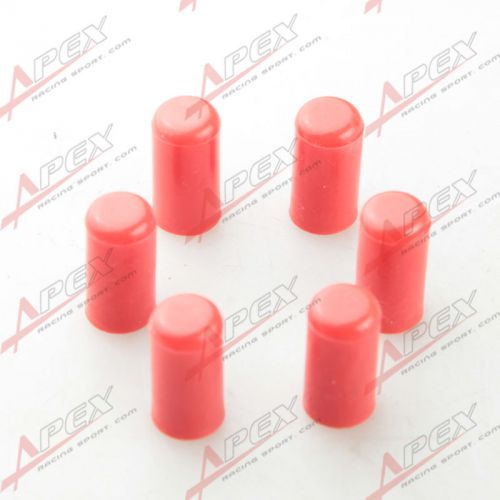 6pcs 12mm 15/32&#034; silicone blanking cap intake vacuum hose end bung plug cap red