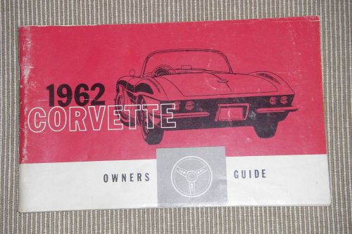 1962 chevrolet corvette owners manual user guide operator book - original