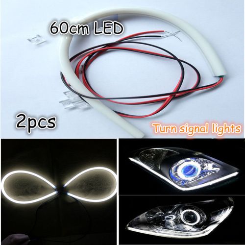 2x 60cm universal diy flexible tube guide car led strip drl turn signal lights