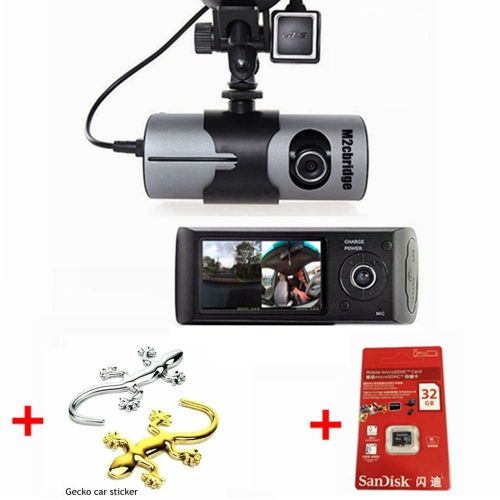 M2cbridge dash cam 2.7&#034; lcd hd dual cam car dvr black box w/ gps tracker+new....