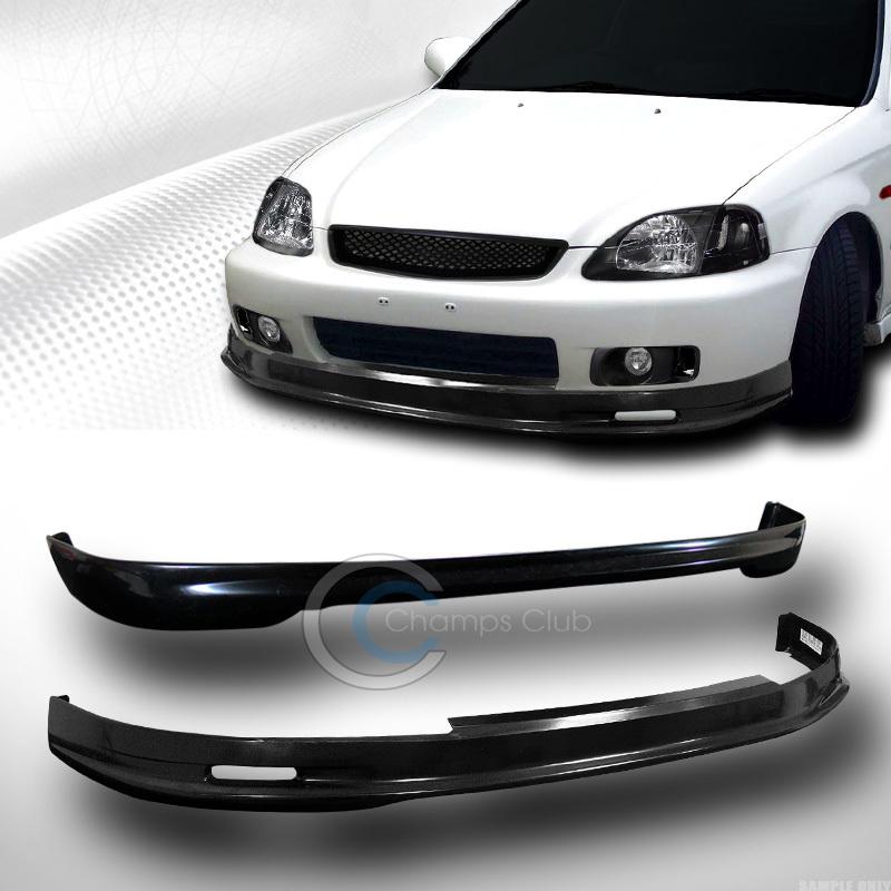 Blk mu poly-urethane front+rear spoiler bumper lip kit 99-00 honda civic 3dr ek9