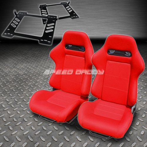 Pair type-r red cloth reclining racing seat+bracket for 07-14 wrangler 4-dr