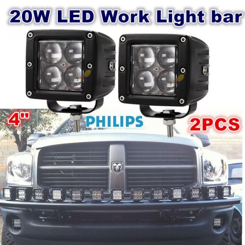 2pcs 4&#034; 20w led light bar philips spot beam truck ute boat cab 4wd 4x4 auxiliary