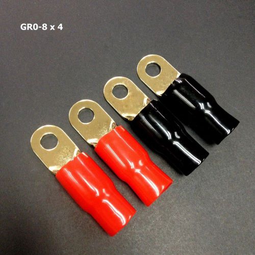 4 x gr0-8 car audio 5/16&#034; wire ga 0 ring terminal brass crimp connector #v7