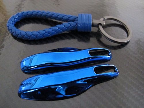 B pu key chain + 2pcs chrome b remote fob cover key case trim for porsche macan